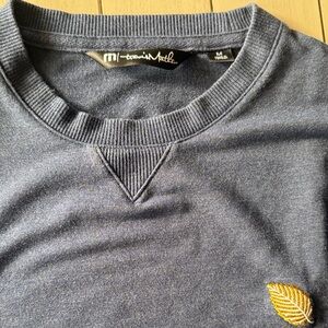 Travis Mathew Blue Crewneck Sweater with Gold Leaf